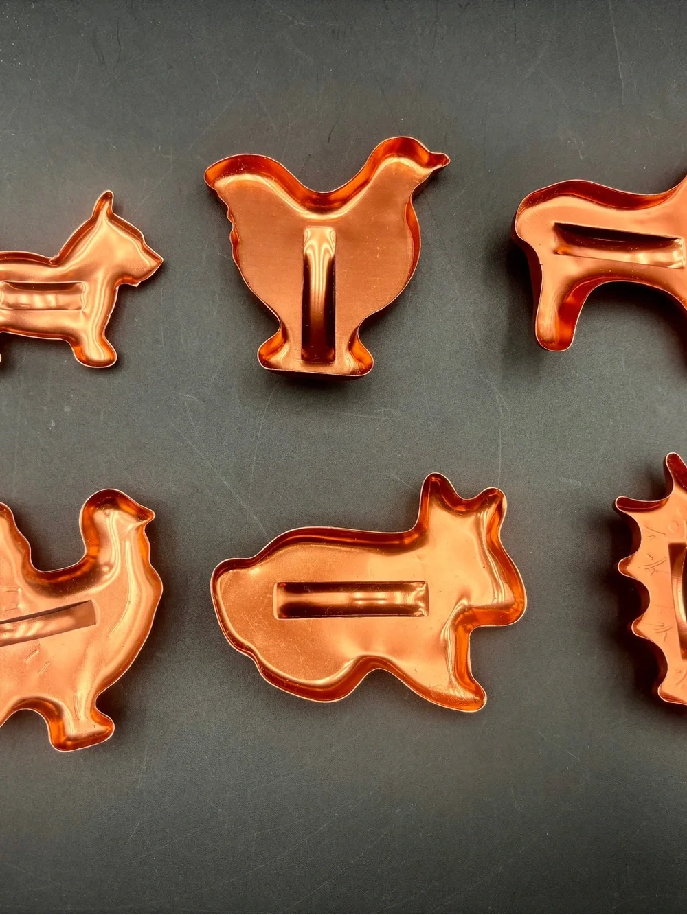 Vintage Copper-Colored Aluminum Cookie Cutters (Set of 6) – Mirro style